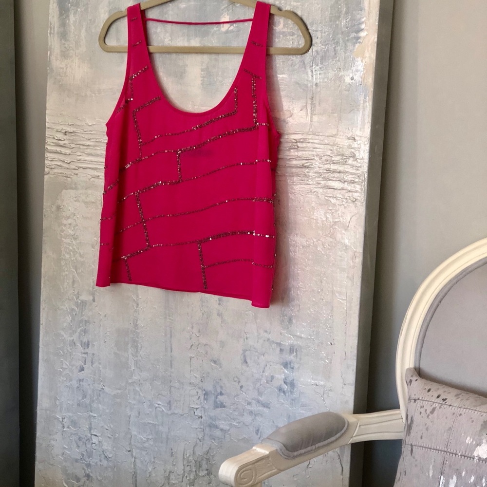 Bright pink and silver sequin Ark & Co flowy tank
